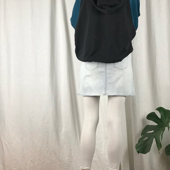 Calvin Klein Stretch Mini Denim Skirt in Light Wash & Colorblock Patchwork - Picture 7 of 7